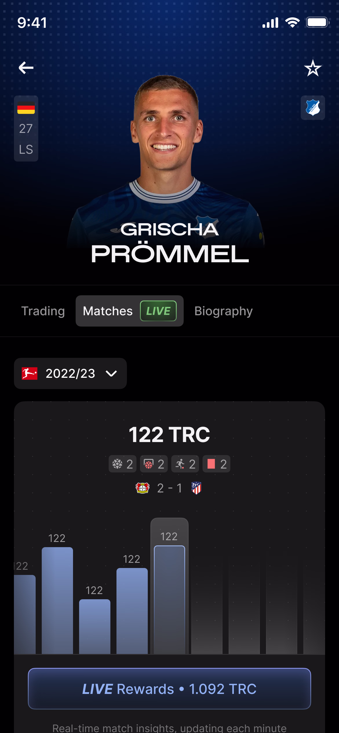 Tradar TRC Profile Screen